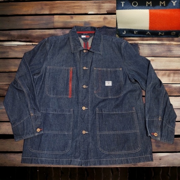 Tommy Hilfiger Denim Jacket - Blue and Red - Picture 1 of 10